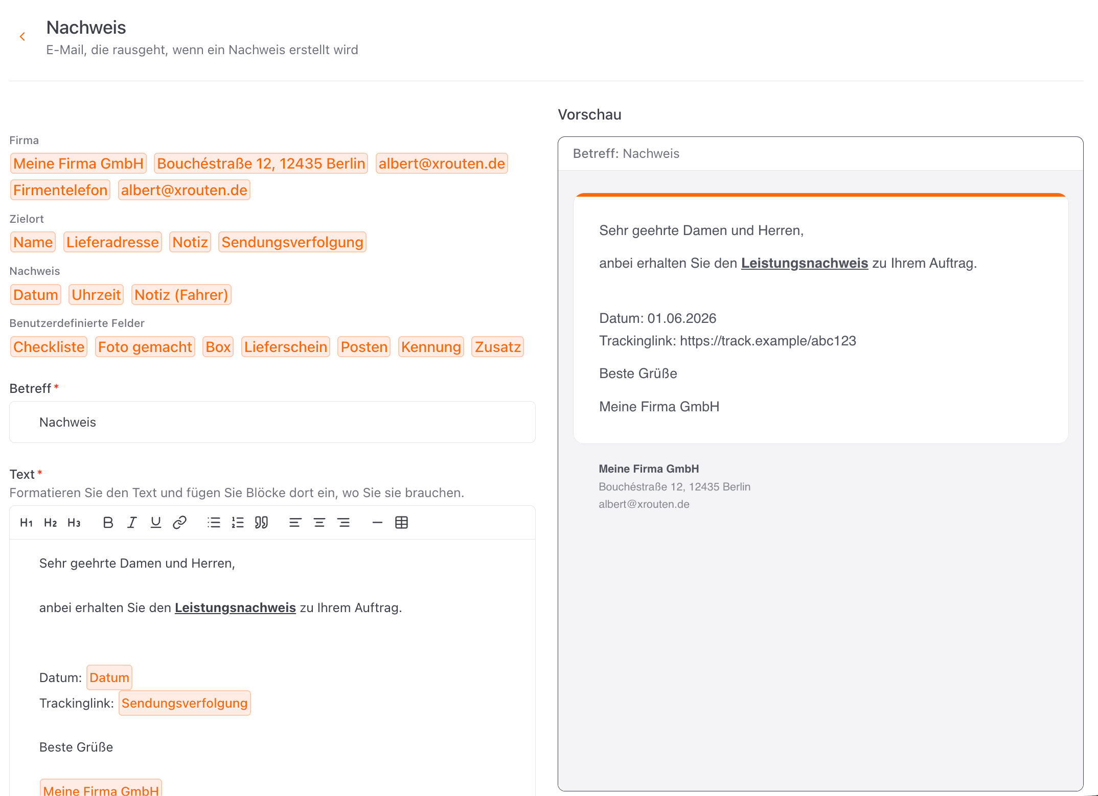 E-Mails anpassen